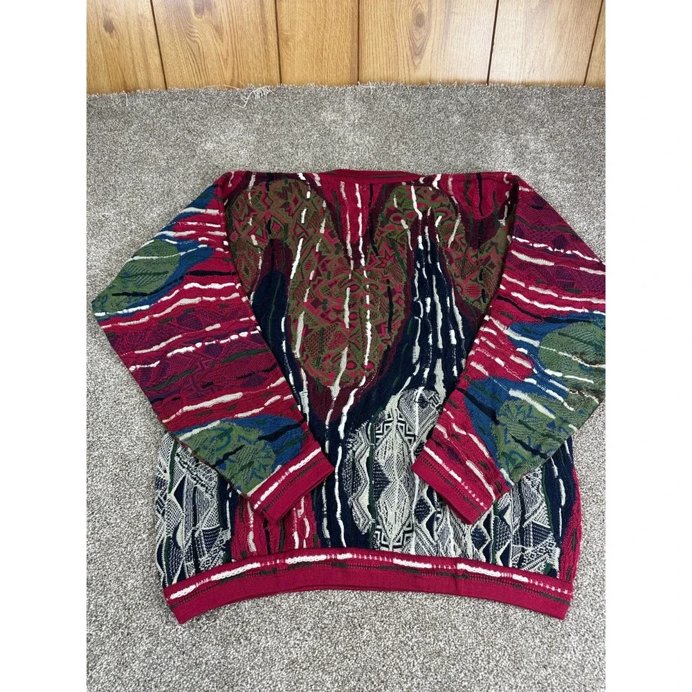 Coogi V-Neck Sweater Men's Small Oversized 3D‎ 100% Cotton Austraila Vintage